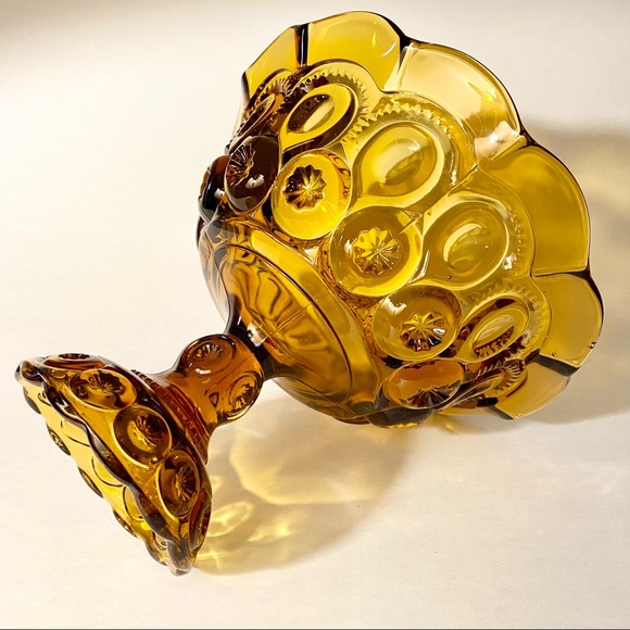 L.E. Smith Moon & Stars Amber Compote - Picture 2 of 3